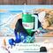 A 40 ounce tumbler is pictured beside a water bottle bag, while the interior layer of waterproof canvas is turned out to display the canvas.